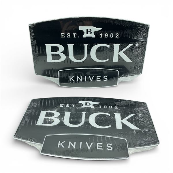 Buck Knives 17.5" x 11.25" Metal Sign, New X 2 Qty