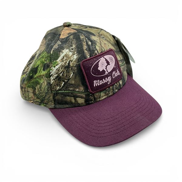 Mossy Oak Hat, OSFM Burgundy/ Camo, New