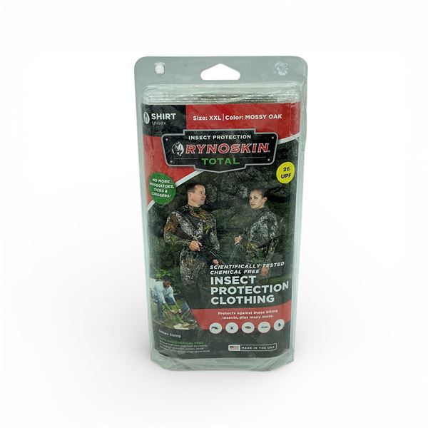 Rynoskin Total Insect Protection Shirt, Mossy Oak Camo, Size: Unisex 2XL, New