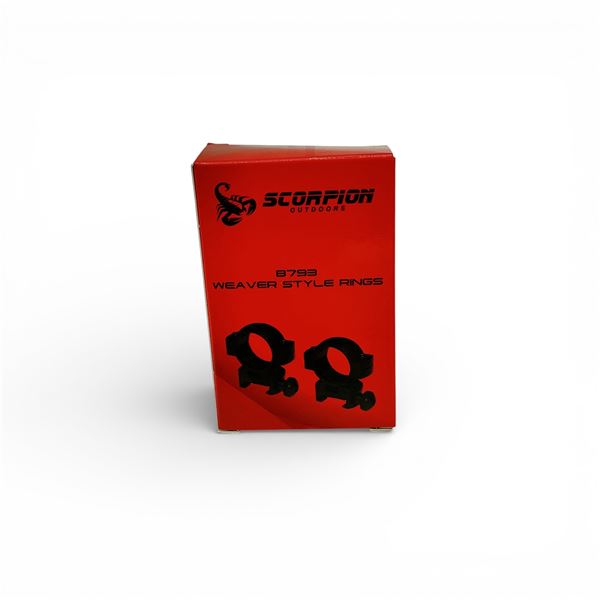 Scorpion Outdoors Weaver Style 1" Medium Height Ring Set, New