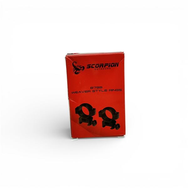 Scorpion Outdoors Weaver Style 1" Medium Height Ring Set, New