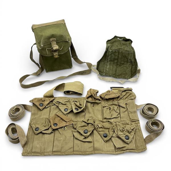 WWI US Army Grenade Vest, Military Light Respirator Bag and Armlet Pen Holder