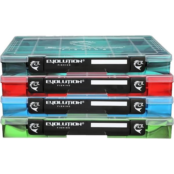 Evolution 3700 Drift Tackle Tray 4 Pack Assortment: Green, Blue, Red, Sea Foam, New
