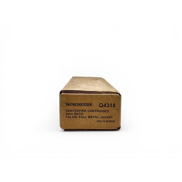 Winchester 9 mm Nato 124 Grain FMJ Ammunition, Case of 500 Rounds