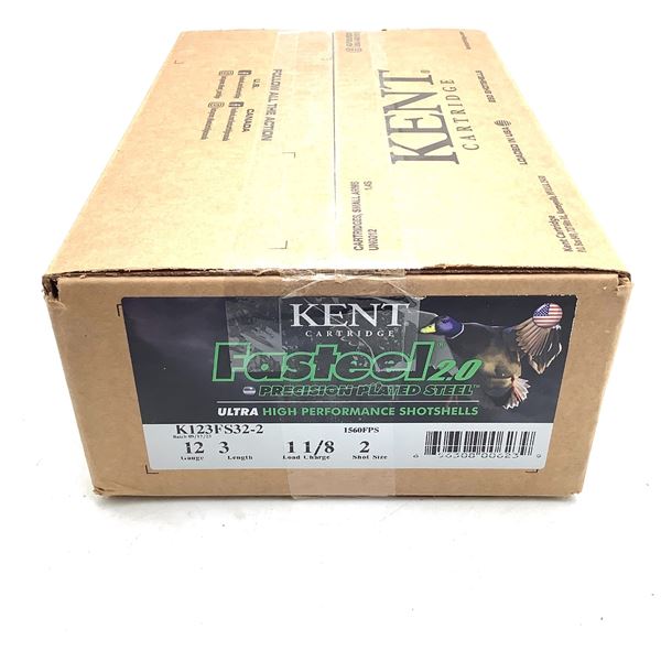 Kent Fasteel 2.0 Precision Plated Steel 12 Ga 3" #2 Ammunition, Case of 250 Rounds