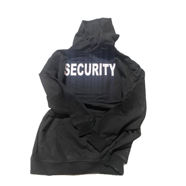 1x Black Hoody Sweater with Securtiy Print Size 2-XL