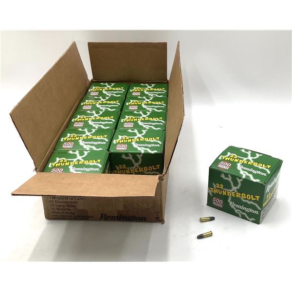 Remington Thunderbolt 22 LR HV 40 Grain RN Ammunition, Case of 5000 Rounds