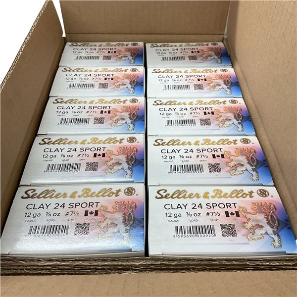 Sellier and Bellot Clay 24 Sport 12 Ga 2 3/4" #7 1/2 Ammunition, Case of 250 Rounds