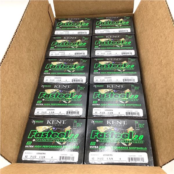 Kent Fasteel 2.0 Precision Plated Steel 12 Ga 3 1/2" #4 Ammunition, Case of 250 Rounds