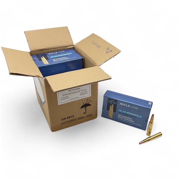 PRVI 30-06 SPRG 150 Grain SP Ammunition, 200 Round Case