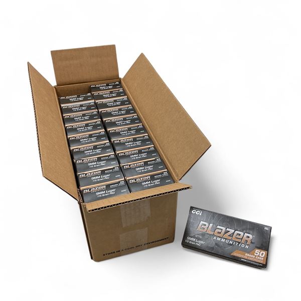 CCI Blazer 9 mm 115 Grain FMJ Ammunition, 1000 Round Case