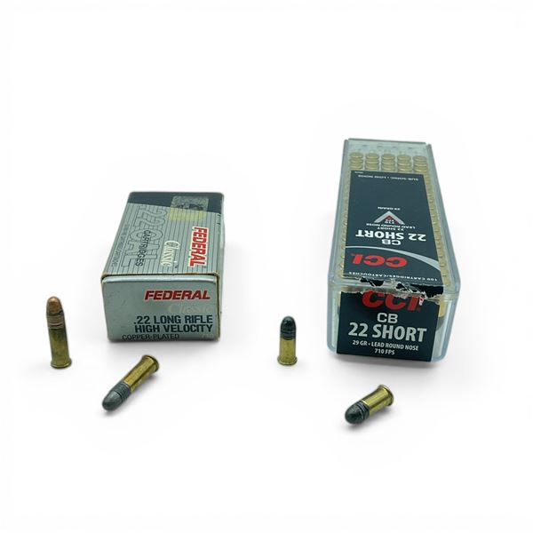 Assorted .22LR Ammunition, 50 Rounds and CCI .22 Short, 29 Grain LRN Ammunition, 92 Rounds