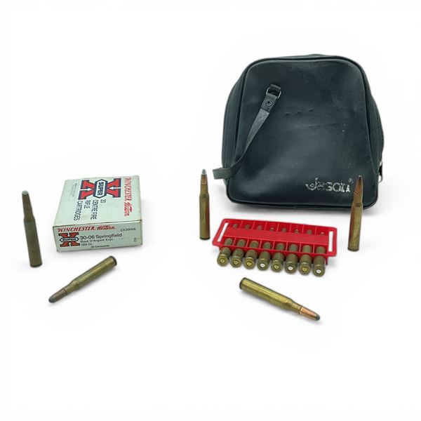 Assorted 30-06 Ammunition, 31 Rounds and Small Zip-Up Case
