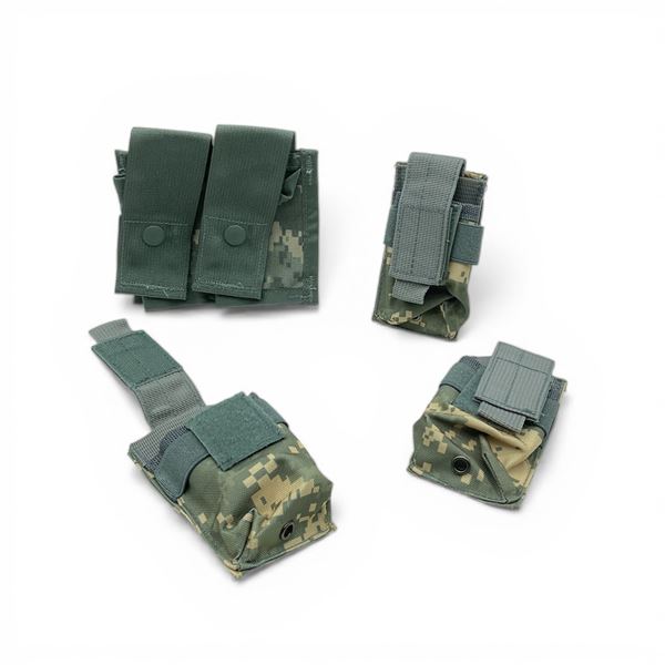 Camo Molle Granade Pouches X 3 Qty and US Army Camo Molle II 40mm High Explosive Double Pouch