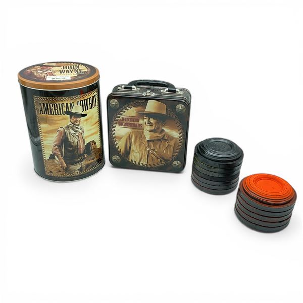 John Wayne Tins X 2 Qty and Clay Pigeons X 12 Qty