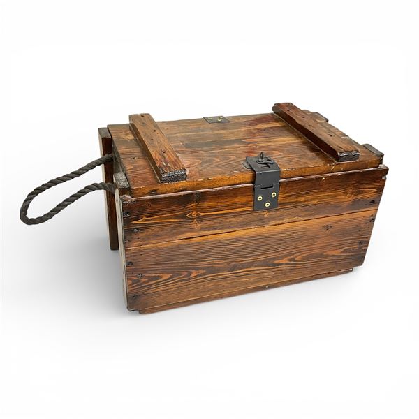 Wooden Crate with Rope Handles, Approx 19" X 7" X 12"
