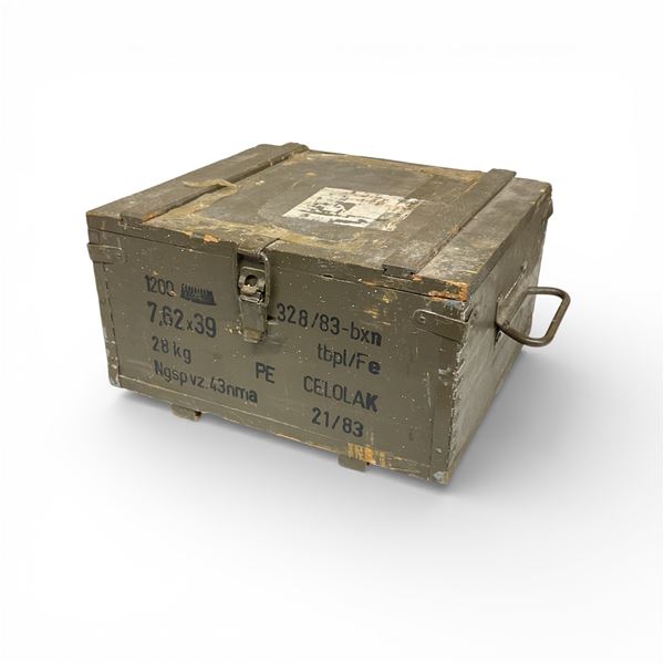 Wooden Ammo Crate, ODG, 13 1/2" X 7" X 12"