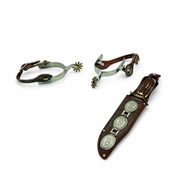 Monarch "Original Bowie Knife" with Fixed 6.5" Blade, Leather Sheath and Metal Boot Spurs