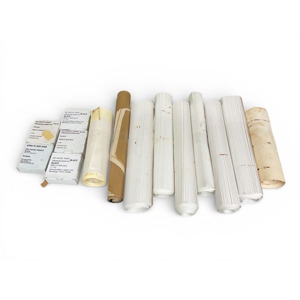 Box of Assorted Rolls of Targets Inc Silhouettes and Air Rifle Targets, 5 Boxes of Pasters in Cream