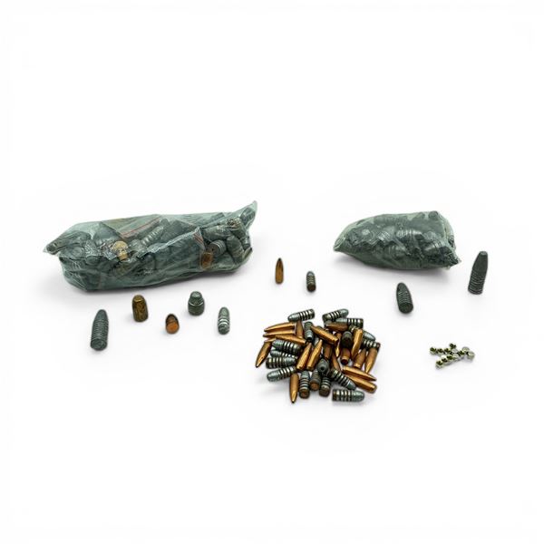 Assorted Lead Cast Projectiles and Balls, approx 4 Lbs and a Few Small Pistol Primers