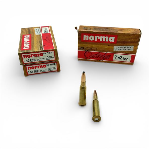 Norma 7.62 X 54R Ammunition and A few of Other 7.62 X 54R, Approx 47 Rounds and 3 Cases