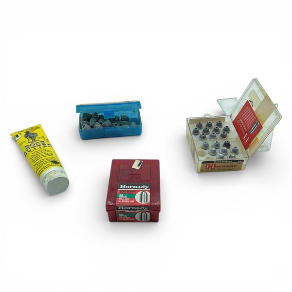 Assorted 50 Cal Buffalo Projectiles and Some Lubricant