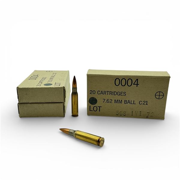 IVI 7.62mm Ball C21 Ammunition, 60 Rounds
