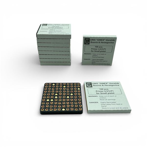 UNIS "Ginex" Gorazde 4.5/3-P1 Small Pistol Primers, 1000 Qty