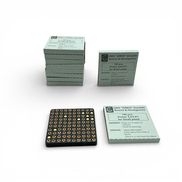UNIS "Ginex" Gorazde 4.5/3-P1 Small Pistol Primers, 1000 Qty