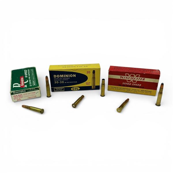 Assorted 30-30 Win 170 Grain SP Ammunition, 37 Rounds and 20 Cases