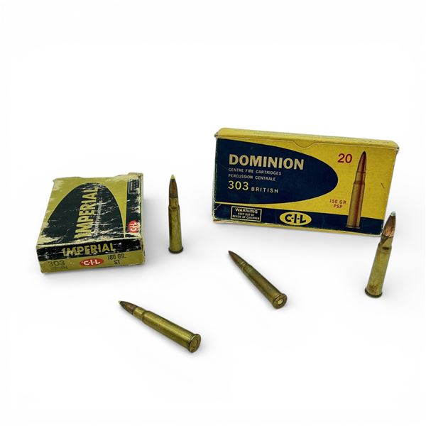Assorted 303 Brit Ammunition, Approx 30 Rounds and 3 Cases