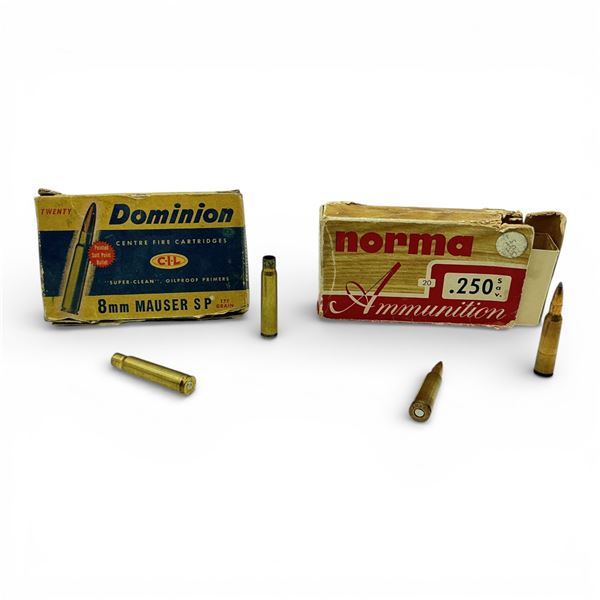 Norma 250 Savage Ammunition, 13 Rounds and 8 mm Mauser Cases, 20 Qty