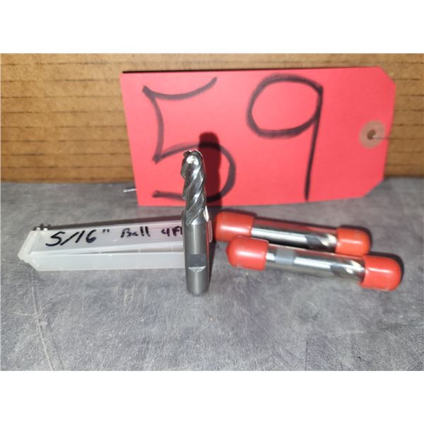 Lot(3) of New HSS BallNose End Mill 5/16" 4fl.