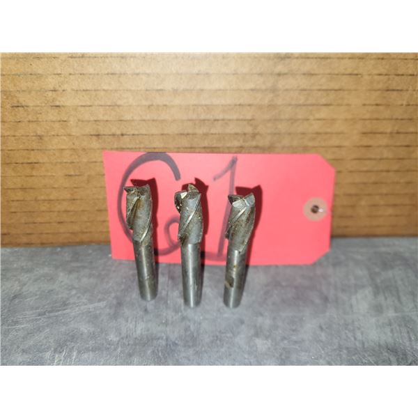 Lot(3( of HSS End Mill 1/2" 3fl. Shank 3/8"
