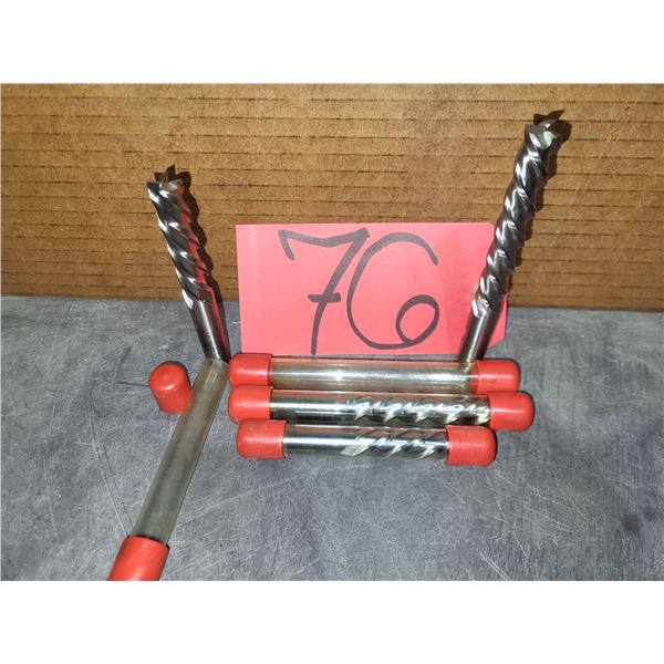Lot(4) of New HSS Left Hand End Mill 1/2" 3fl.- 4fl.