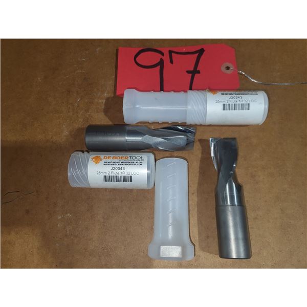 Set(2) of DEBOERTOOL Solid Carbide End Mill 25mm 2fl. 1.0 rad