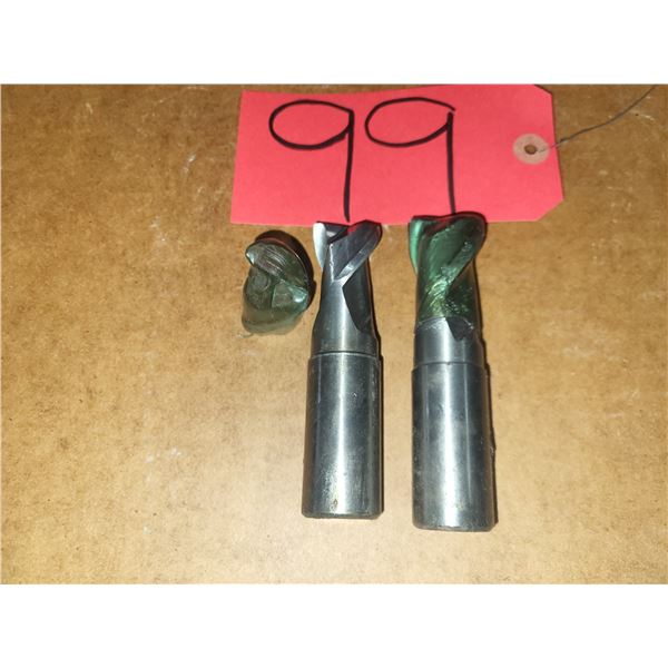 Set(2) of Solid Carbide End Mill 1" 2fl. Rad. Shank 1"1/8