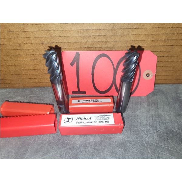 Set(2) of New Minicut Solid Carbide End Mill 9/16" 5fl.