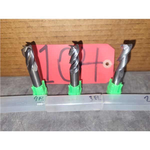 Lot(3) of Solid Carbide End Mill 1/2"-2fl. -3fl.-4fl. Regrinded tip