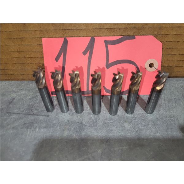 Lot(7) of Solid Carbide Stub End Mill 3/8" 5fl.