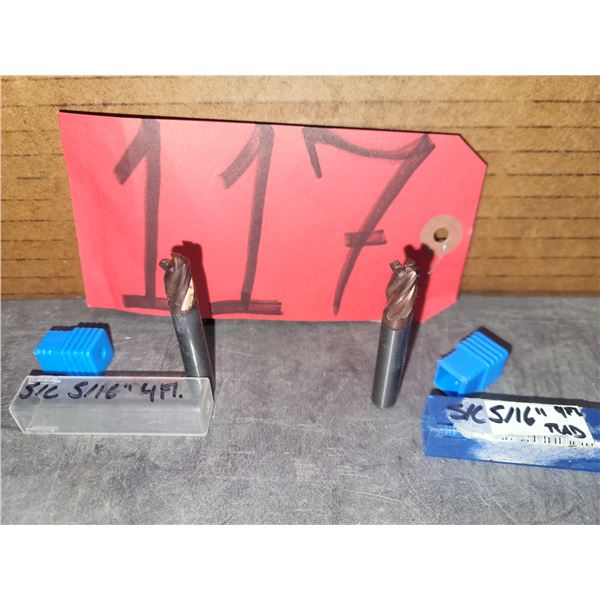 Set (2) of Solid Carbide Stub  End Mill 5/16" 4fl. Rad.