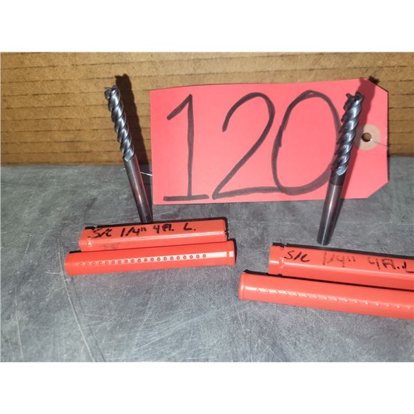 Set(2) of Solid Carbide End Mill 1/4" 4fl.