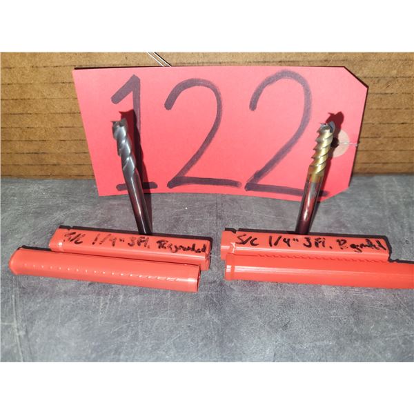 Set(2) of Solid Carbide End Mill 1/4" 3fl. Regrinded Tip