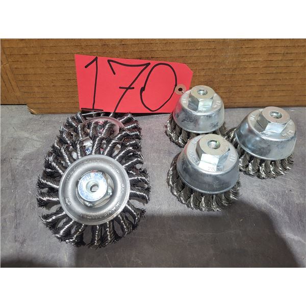 Lot(3/3) of Wire Wheel Brush 4" x M10x1.5 & Cup Wheel (for Grinder 4")