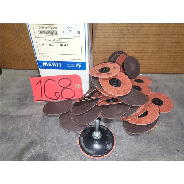 Box(50) of MERIT Quick Change Disc 3" Gr.320 with Mandrel