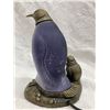 Image 9 : VINTAGE PENGUIN-SHAPED TABLE LAMP WITH A FROSTED GLASS BODY AND A METAL BASE