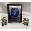 Image 1 : VINTAGE WOOD-FRAMED LÖWENBRÄU BEER MIRROR AND LION BOOKENDS