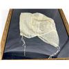 Image 2 : ANTIQUE FRAMED CHILD'S BONNET MADE OF FINE HAND-EMBROIDERED NET LACE