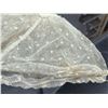 Image 7 : ANTIQUE FRAMED CHILD'S BONNET MADE OF FINE HAND-EMBROIDERED NET LACE