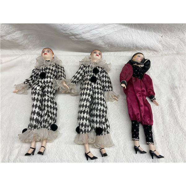 VINTAGE SUN DIAMOND PIERROT PORCELAIN DOLLS